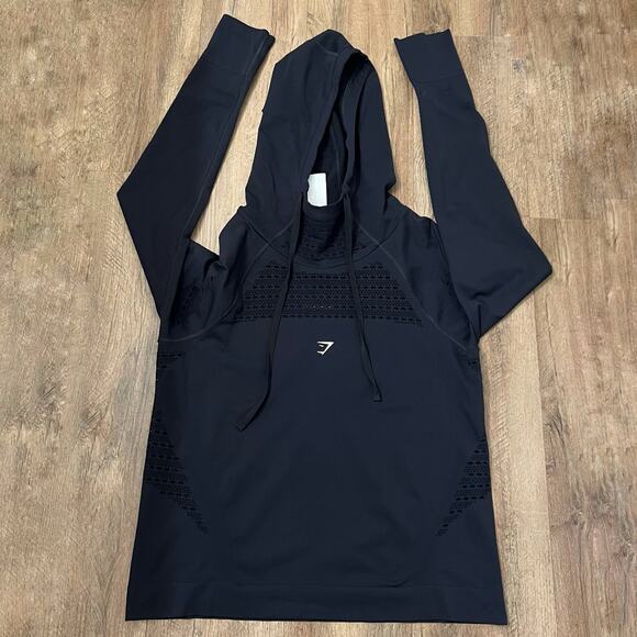 Gymshark Women's‎ Black Long Sleeve Energy Seamless Hoodie Size Medium - Picture 5 of 12